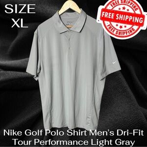Nike Golf Polo Shirt Size XL Men’s Dri-Fit Tour Performance Light Gray FREE SHIP